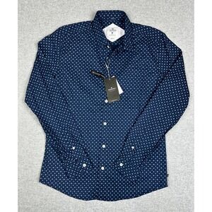 Springfield Urban Daily Shirt Mens M Slim Fit Navy Floral Easy Iron Stretch NEW